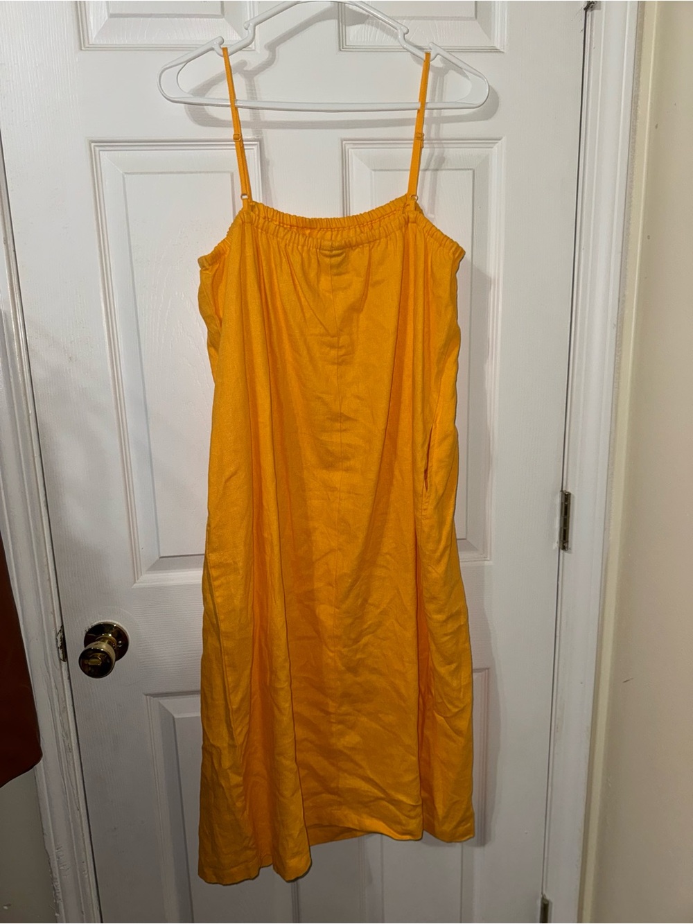 Women’s Light Orange Spaghetti Strap Midi Dress - Picture 6 of 7
